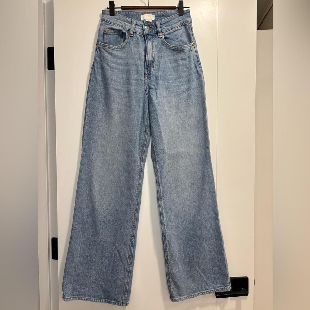 H&M blue wide leg/baggy jeans